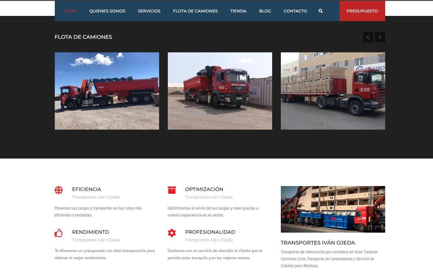 Detalle del proyecto Transportes Iván Ojeda